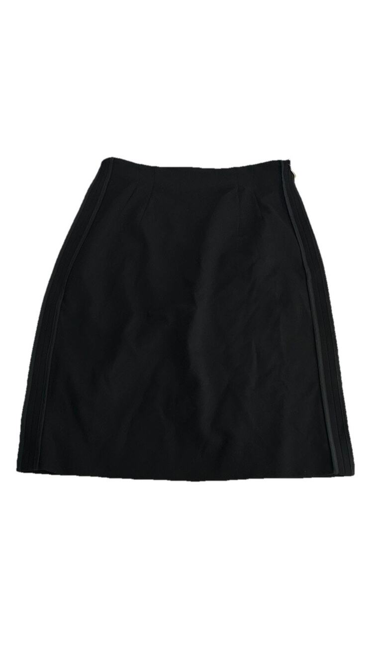 Escada Sport Black Mini Skirt Size 36 Side Stripe Zip Career